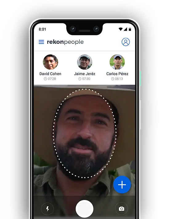 RekonPeople app en uso — reconocimiento facial
